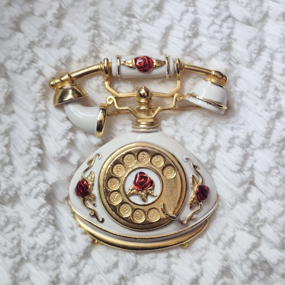 Vintage Rotary Telephone Brooch